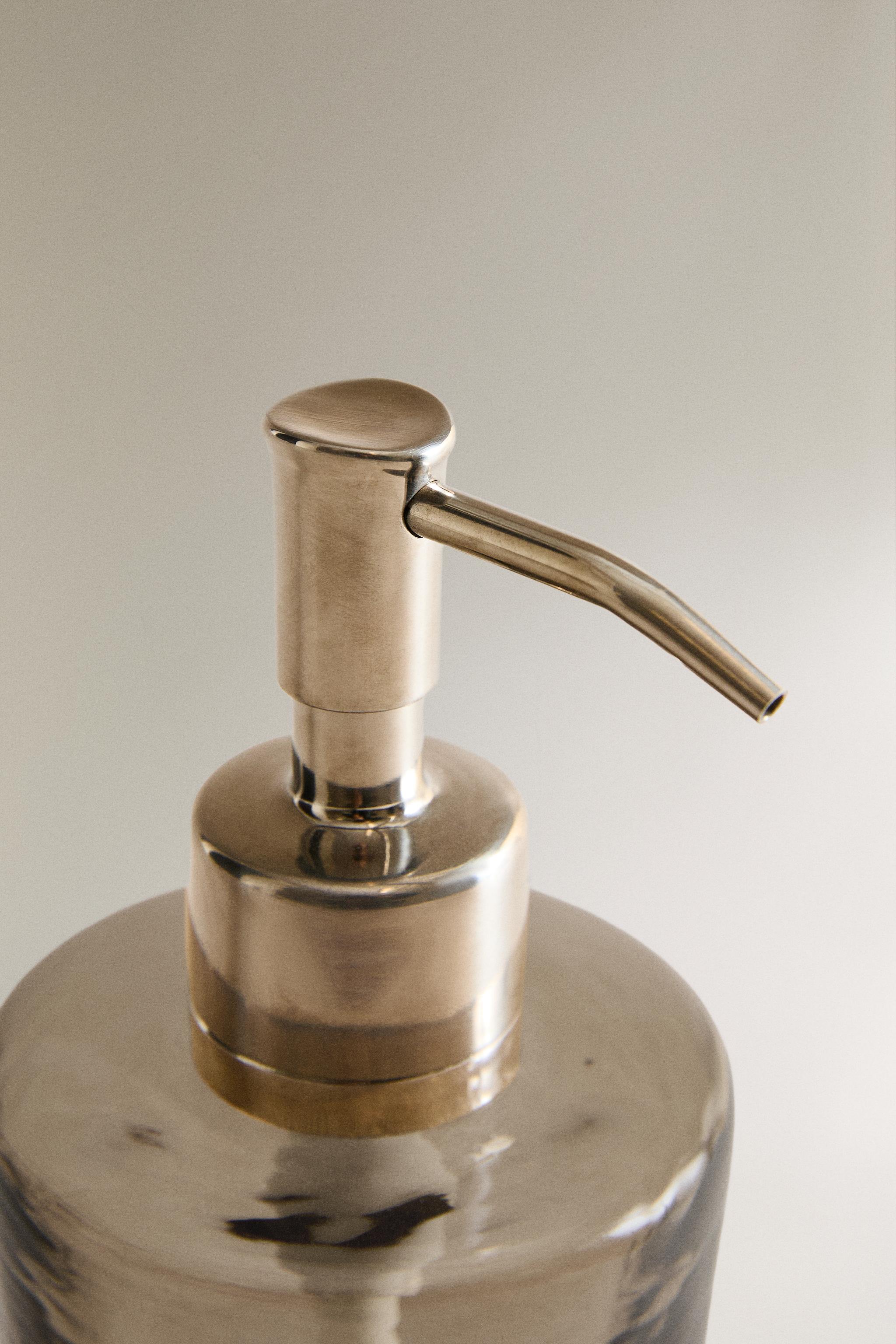 SMOKED TEXTURED GLASS SOAP DISPENSER